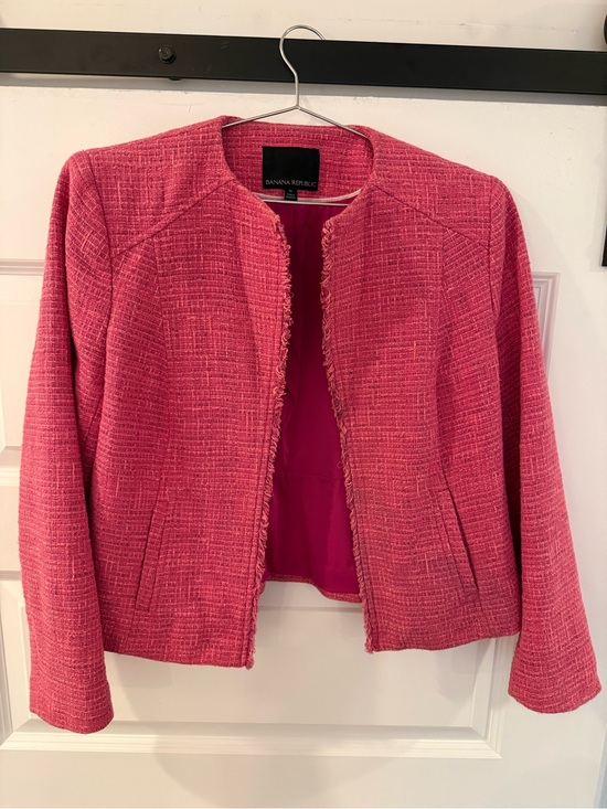 Banana Republic Jackets & Blazers - Banana Republic Nova Fides Italian Fabric Pink Tweed Jacket — Size 6